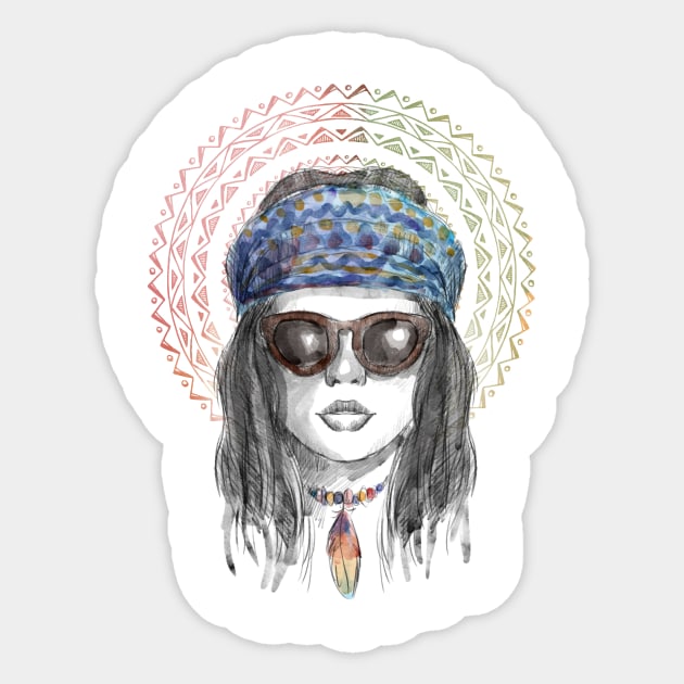 Indigenous Girl Artwork Sticker by Utopia Shop